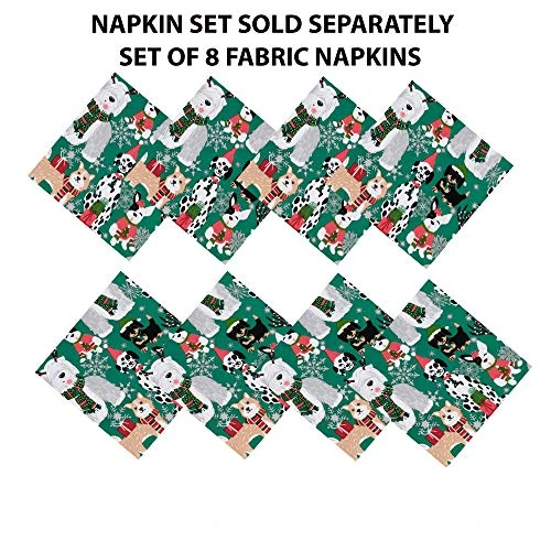 Whimsical Christmas Dogs Fabric Holiday Napkins Tablecloth - Cute Christmas Puppies In Hats And Scarves For The Holidays, Napkins, Set Of 8 Napkins - Image 3