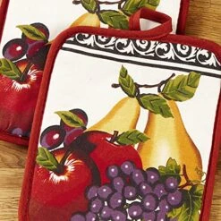 Kitchen Linen Fruit Theme Set With Towels, Mitt, And Pot Holders - 7 Pieces