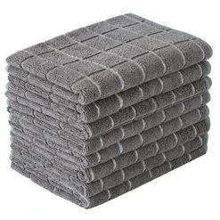Microfiber Dish Towels - Soft, Super Absorbent And Lint Free Kitchen Towels - 8 Pack (Lattice Designed Gray Colors) - 26 X 18 Inch