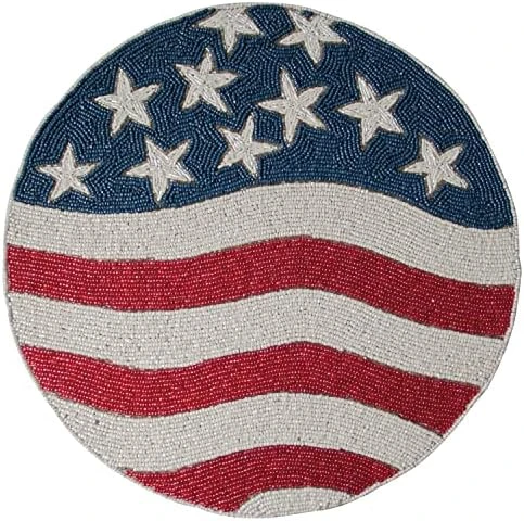 Memorial Day Patriotic Decorations Beaded Placemats Pack Of 1-4th Of July Freedom Stars American Flag Independence Day Table Place Mats For Kitchen Dining Table Home Decor - 14 Inches - Image 8