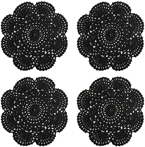 8 Inch Doilies Crochet Round Lace Doily Handmade Placemats 100% Cotton Crocheted Coasters, Pack Of 4 (Green) - Image 6