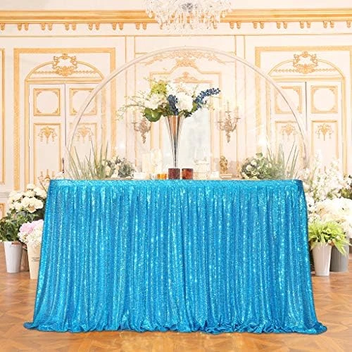 Juya Delight Sequin Table Skirt Rectangle Round Table Cover For Party Wedding Baby Shower Decoration(Bright Gold,L 14(ft) * H 30in ) - Image 7