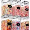 Large Dry Food Storage Containers With Lids, 6PCS Airtight Cereal Containers Storage Set, Leak-proof Canister Set For Kitchen Pantry Organization With 20 Labels & Marker (4L Black)