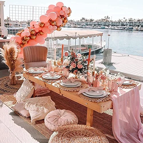 YAWALL Chiffon Table Runner For Wedding Decorations - Dusty Rose Bridal Baby Shower Party Decor Rustic Boho Runners 10ft - Image 6