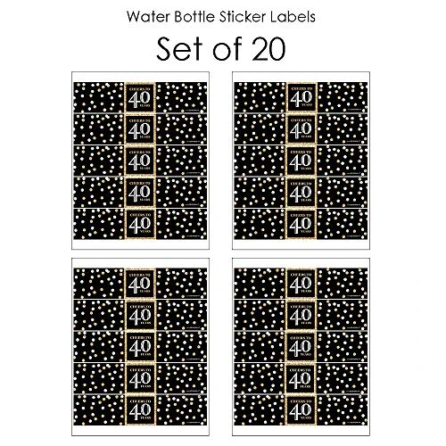 Adult 40th Birthday - Gold - Birthday Party Water Bottle Sticker Labels - Set Of 20 - Image 3