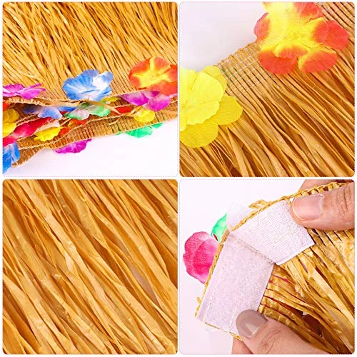 Elcoho Hawaiian Party Decorations Set Tropical Luau Grass Table Skirt With Hawaiian Garlands 3D Paper Straws Hawaiian Flowers And Palm Leaves For Tropical Luau Party Decorations - Image 5