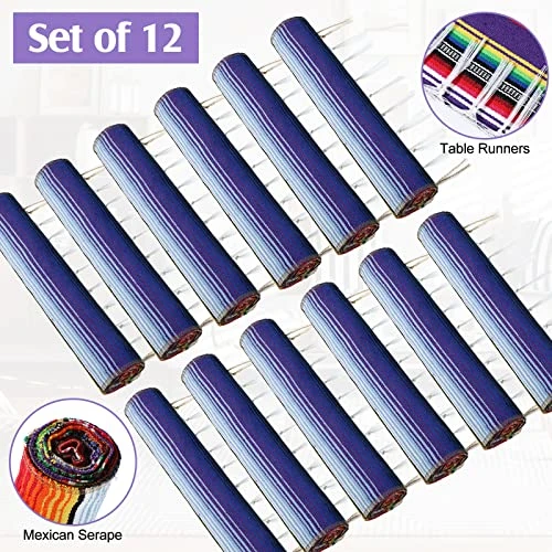 12 Pcs Mexican Serape Table Runner Mexican Party Table Blanket Serape Colorful Striped Runner Fringe Cotton Table Runner Decoration For Cinco De Mayo Fiesta Party Wedding 14 X 84 Inch (Classic Style) - Image 3