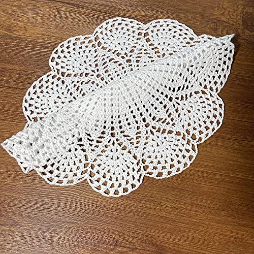 14 Inch Lace Cotton Doilies Crochet Handmade Placemats Round Table Cloth Doily, Pack Of 4 (White) - Image 7