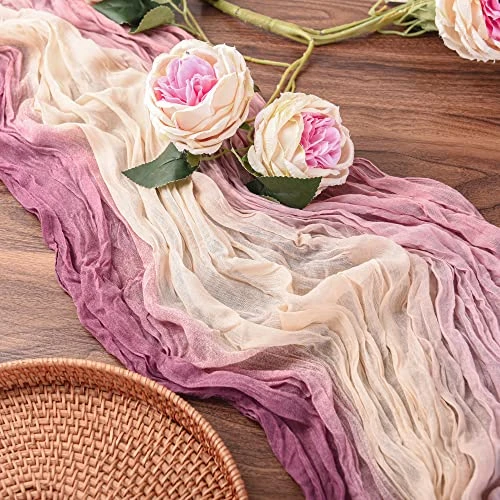 2 Pcs Cheesecloth Table Runner, 108 Inches Long Boho Rustic Long Tie Dye Table Runner, Wrinkle Gauze Table Decorations For Wedding Bridal Birthday Party Dinner - Image 4