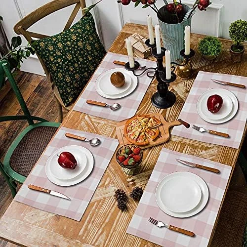 Mma's Buffalo Check Placemats Set Of 4pcs, Placemats For Dining Table, Kitchen Placemats, Everyday Use(Grey And White Placemats Set) - Image 9