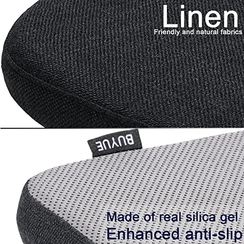 Natural Linen 14x14 Magnetic Cushions For Metal Chair Set Of 4, Enhanced Anti-Slip Seat Pads For Dining Kitchen Café Stackable Chairs (U-Shape, Black, 4 Counts) - Image 5