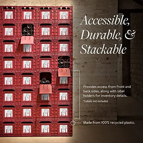 3-Pack Weinbox Crates Wine Storage | Stores Up To 36 Bottles | Color: Burgundy - Image 3