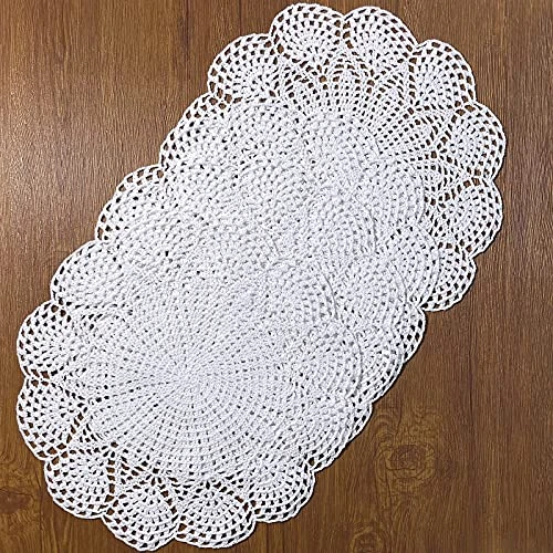 14 Inch Lace Cotton Doilies Crochet Handmade Placemats Round Table Cloth Doily, Pack Of 4 (White) - Image 3