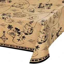 Creative Converting Treasure Island Pirate Plastic Tablecloth, 1 Ct Multi Color, 22"