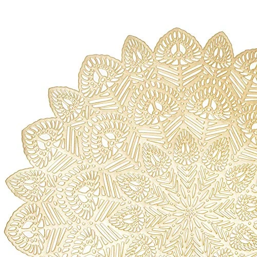 Table Mats Set Of 4 Gold Placemats Dining Table,Pressed Viny Placemats,Wedding Tablemats… - Image 3