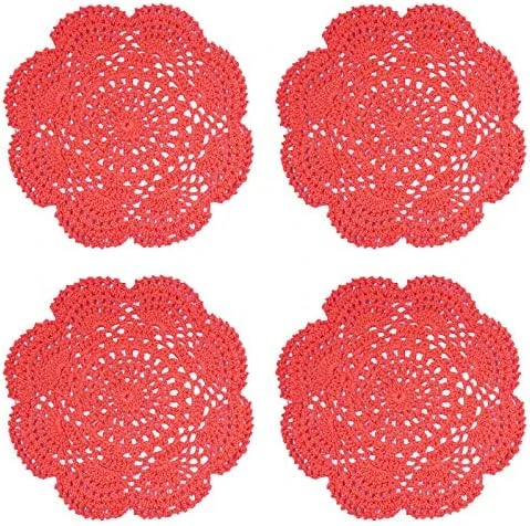 8 Inch Doilies Crochet Round Lace Doily Handmade Placemats 100% Cotton Crocheted Coasters, Pack Of 4 (Green) - Image 12