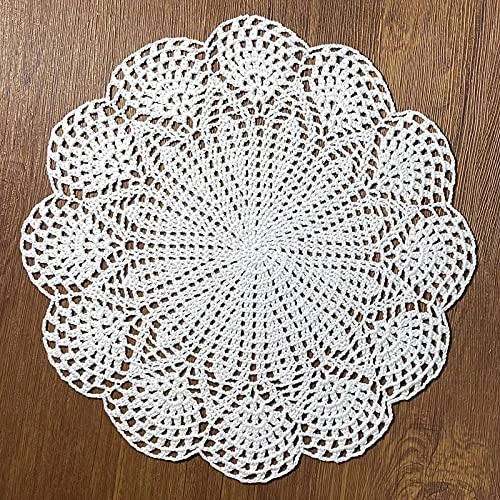 14 Inch Lace Cotton Doilies Crochet Handmade Placemats Round Table Cloth Doily, Pack Of 4 (White) - Image 6