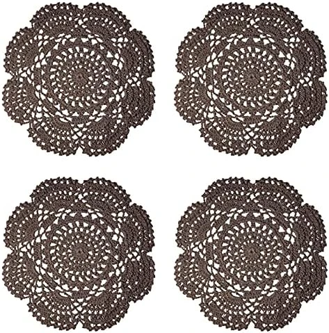 8 Inch Doilies Crochet Round Lace Doily Handmade Placemats 100% Cotton Crocheted Coasters, Pack Of 4 (Green) - Image 10
