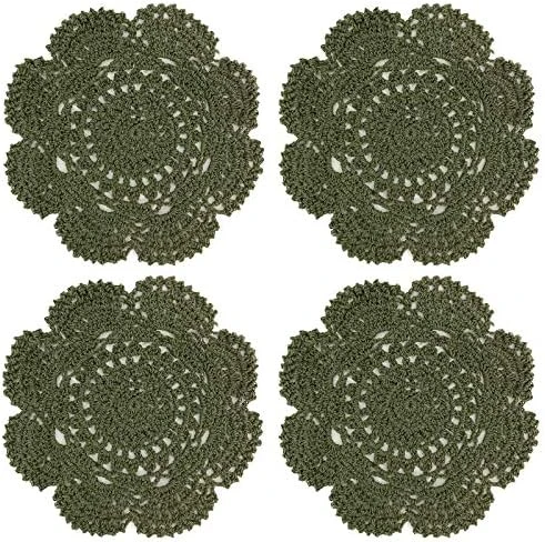 8 Inch Doilies Crochet Round Lace Doily Handmade Placemats 100% Cotton Crocheted Coasters, Pack Of 4 (Beige) - Image 13