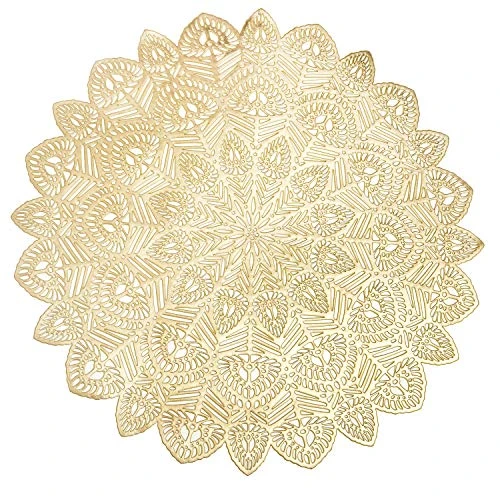 Table Mats Set Of 4 Gold Placemats Dining Table,Pressed Viny Placemats,Wedding Tablemats…